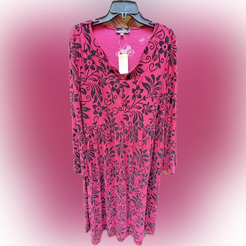 Suzanne Betro Fuchsia and Black Floral Dress